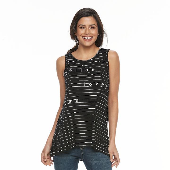 Women's Apt. 9&reg; Graphic Tank, Size: Large, Black