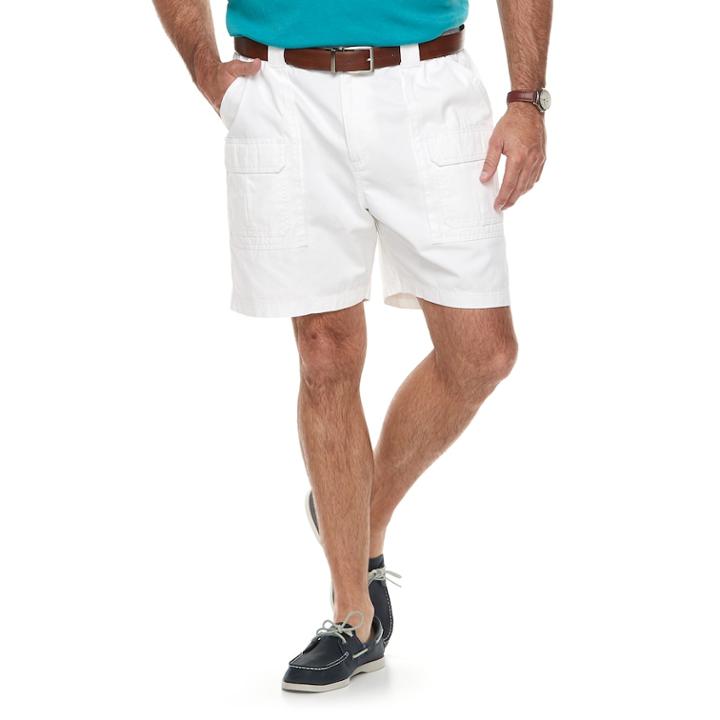 Big & Tall Croft & Barrow&reg; Relaxed-fit Side-elastic Twill Cargo Shorts, Men's, Size: 54, White