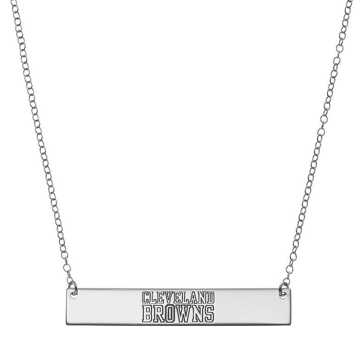Cleveland Browns Sterling Silver Bar Link Necklace, Women's, Size: 18, Grey