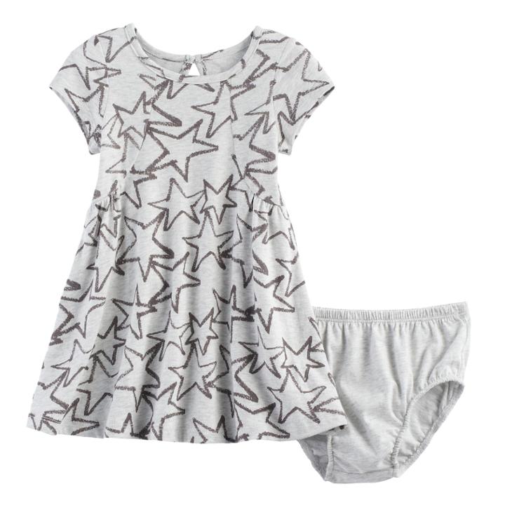 Baby Girl Jumping Beans&reg; Curved Seam Dress, Size: 6 Months, Lt Beige