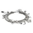 Simply Vera Vera Wang Safety Pin, Crescent & Star Charm Multi Strand Bracelet, Women's, Black