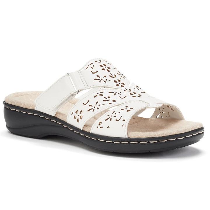 Croft & Barrow&reg; Women's Cutout Slide Sandals, Size: 5.5, White