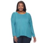 Plus Size Napa Valley Textured Rib Sweater, Women's, Size: 2xl, Blue Other