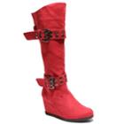 2 Lips Too Norma Women's Knee High Wedge Boots, Size: Medium (9), Red