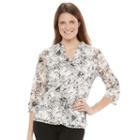Petite Napa Valley Print Lace Top With Tank, Women's, Size: L Petite, Black