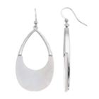 Silver Tone Open Teardrop Shell Earrings, Women's, White