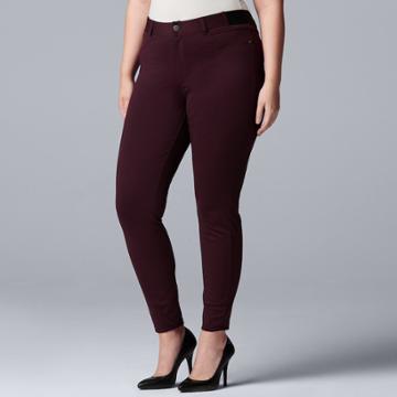 Plus Size Simpy Vera Vera Wang Midrise Skinny Ponte Pants, Women's, Size: 2x Short, Red