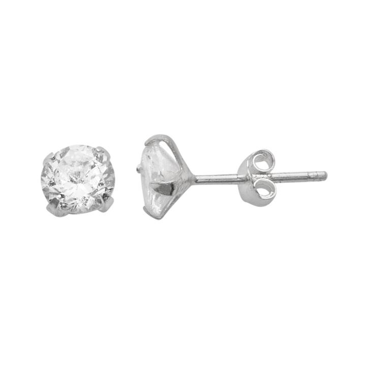 Itsy Bitsy Sterling Silver Cubic Zirconia Stud Earrings, Women's, White