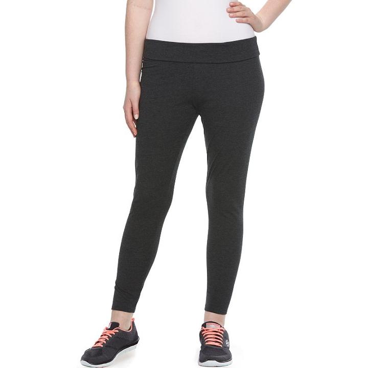 Juniors' Plus Size So&reg; Fold-over Yoga Leggings, Girl's, Size: 3xl, Dark Grey