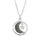 Silver Luxuries Marcasite I Love You To The Moon And Back Pendant, Women's, Grey