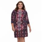 Plus Size Suite 7 Printed Shift Dress, Women's, Size: 1xl, Purple Red