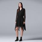 Women's Simply Vera Vera Wang Asymmetrical Hem Fit & Flare Dress, Size: Xl, Black