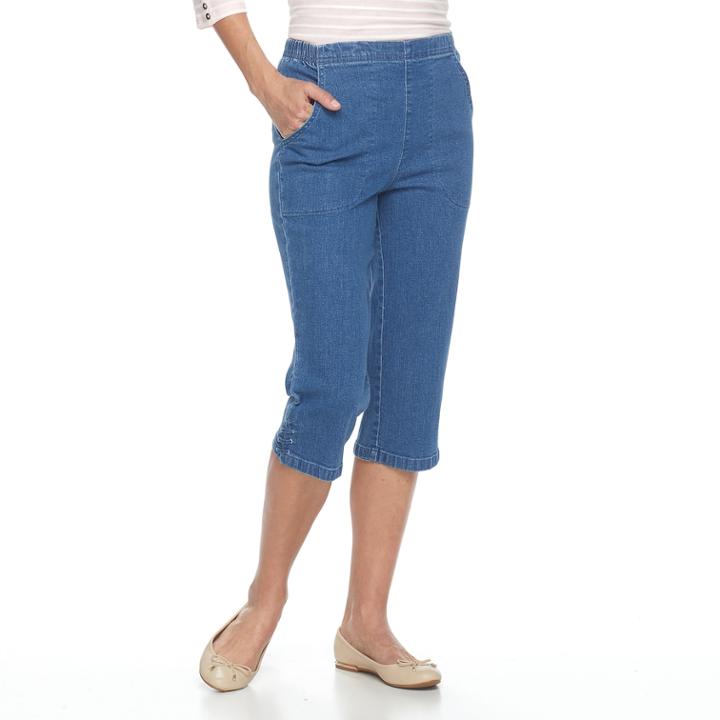 Women's Croft & Barrow&reg; Pull On Lace-up Hem Capris, Size: Large, Dark Blue