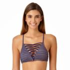 Juniors' California Sunshine Lurex Strappy Front Bikini Top, Women's, Size: Large, Blue