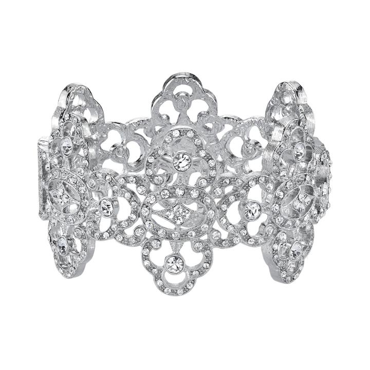 1928 Crystal Quatrefoil Bracelet, Women's, Size: 7, Grey