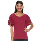 Women's Apt. 9&reg; Marled Flutter Tee, Size: Xl, Med Red