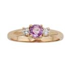The Regal Collection Pink Sapphire And 1/8 Carat T.w. Igl Certified Diamond 14k Gold 3-stone Ring, Women's, Size: 7