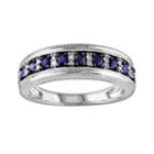 10k White Gold Sapphire And 1/10-ct. T.w. Diamond Ring, Women's, Size: 8, Blue