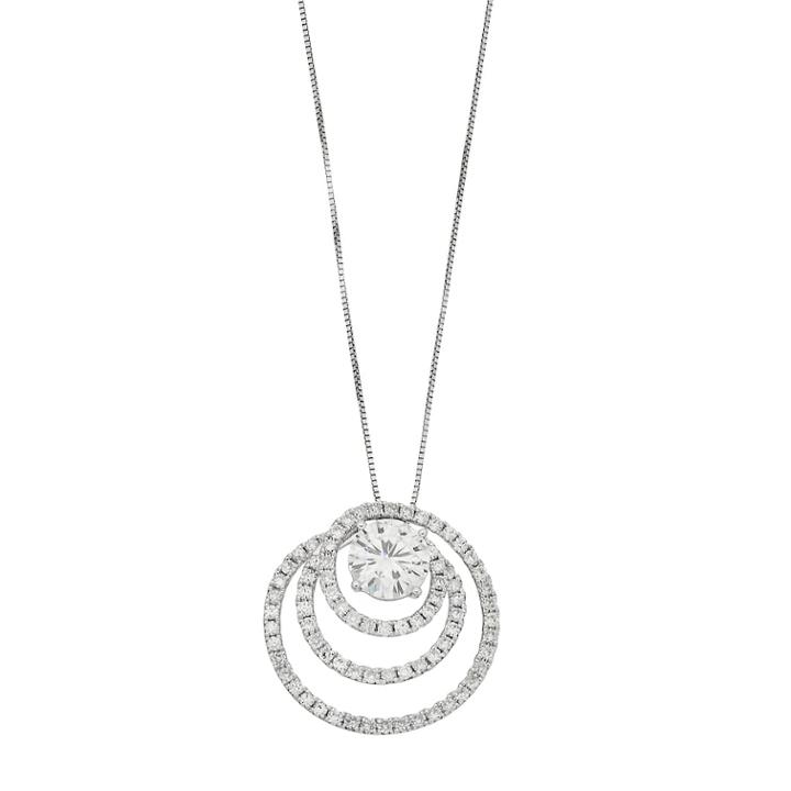 Forever Brilliant 14k White Gold 2 1/3 Carat T.w. Lab-created Moissanite Triple Circle Pendant, Women's, Size: 18