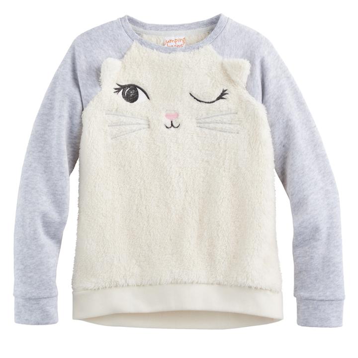 Girls 4-10 Jumping Beans&reg; Animal Plush Pullover, Size: 6, White Oth