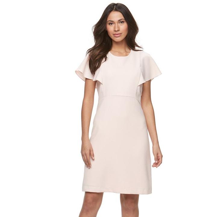 Women's Sharagano Flutter Crepe Dress, Size: 14, Pink