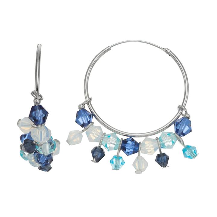 Simply Vera Vera Wang Bead Fringe Nickel Free Hoop Earrings, Women's, Blue