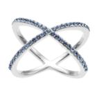Brilliance X Ring With Swarovski Crystals, Women's, Size: 7, Blue