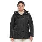 Plus Size Weathercast Hooded Anorak Rain Jacket, Women's, Size: 3xl, Black