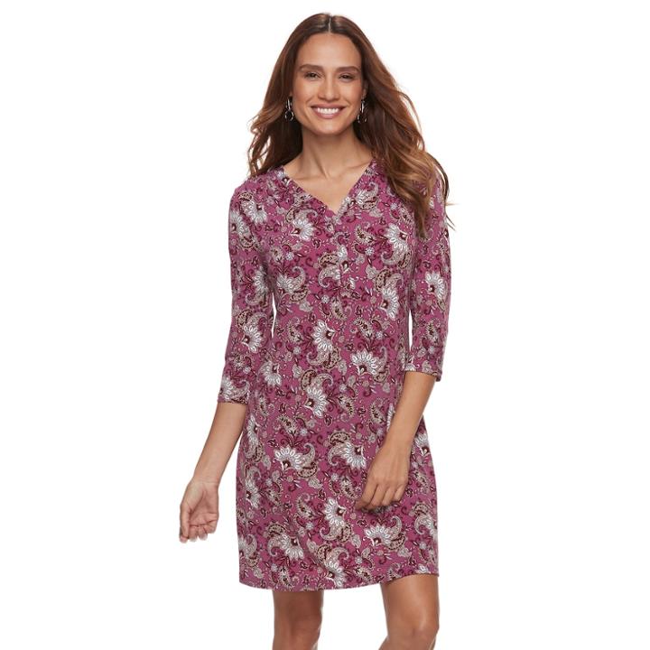 Petite Croft & Barrow&reg; Printed Pullover Dress, Women's, Size: L Petite, Med Purple