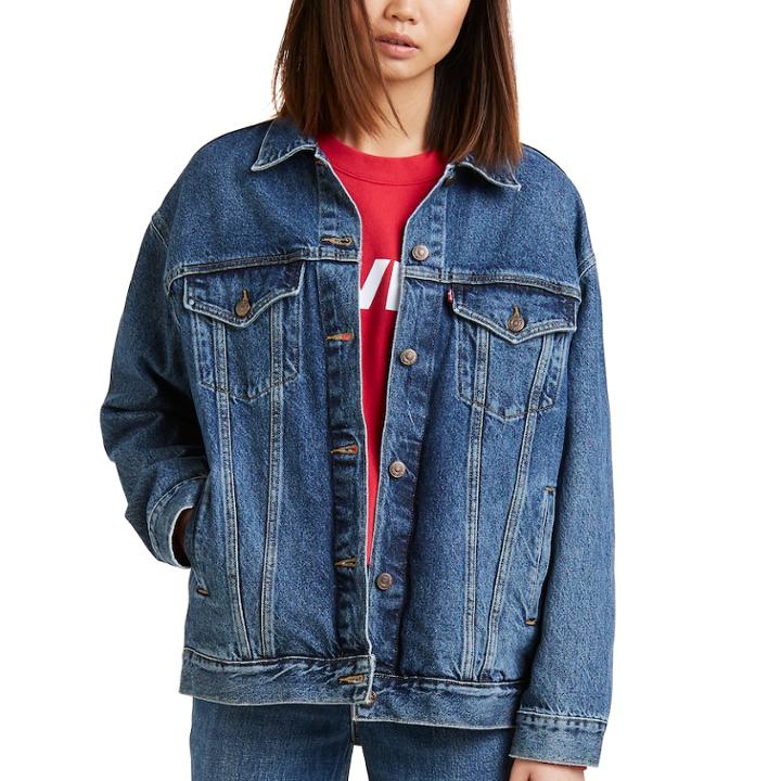 Women's Levi's&reg; Jean Baggy Trucker Jacket, Size: Medium, Med Blue