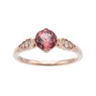 Lc Lauren Conrad 10k Rose Gold Tourmaline & 1/10 Carat T.w. Diamond Ring, Women's, Size: 6, Pink