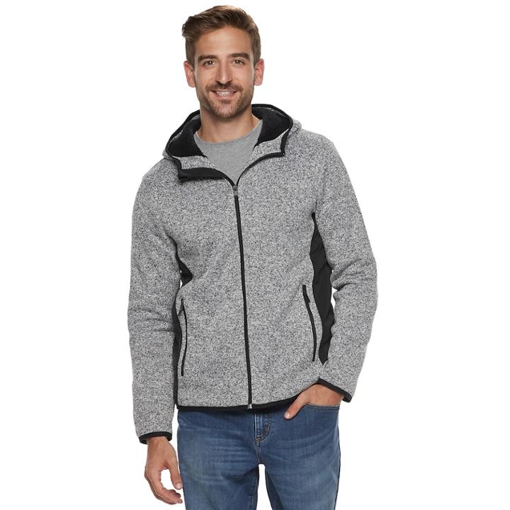Men's Apt. 9&reg; Sherpa-lined Sweater Fleece Hooded Jacket, Size: Small, White