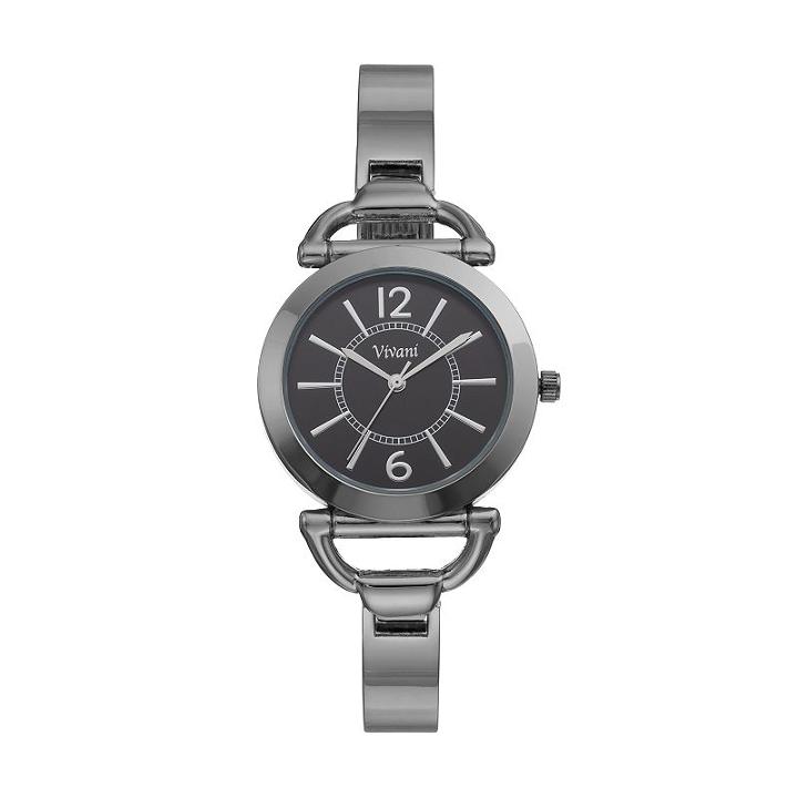 Vivani Women's Stainless Steel Cuff Watch, Size: Medium, Black