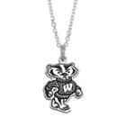 Fiora Sterling Silver Wisconsin Badgers Team Logo Pendant Necklace, Women's, Size: 16, Grey