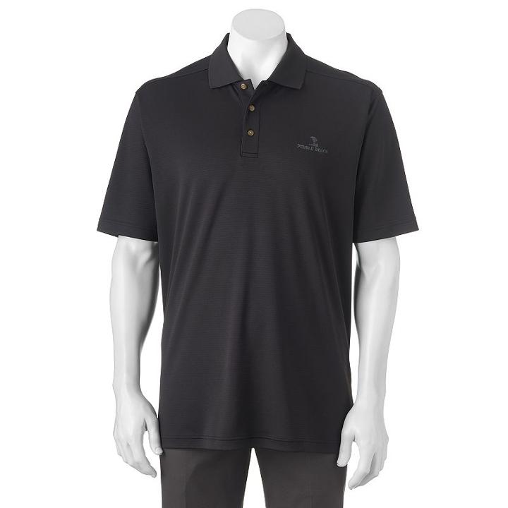Men's Pebble Beach Classic-fit Textured Performance Golf Polo, Size: Large, Black