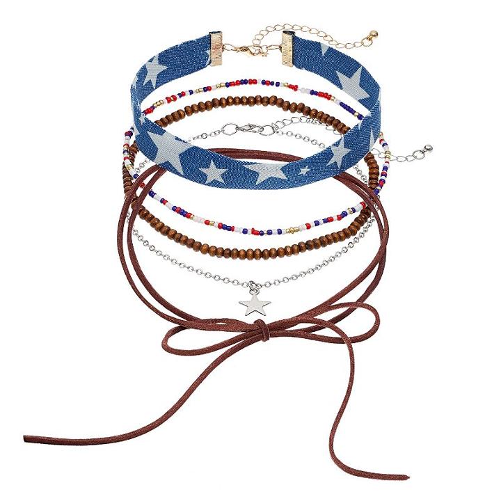 Star Denim, Faux Suede Lariat & Beaded Choker Necklace Set, Women's, Multicolor