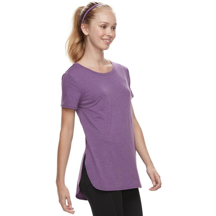 Women's Tek Gear&reg; High Slit Tunic Tee, Size: Large, Drk Purple
