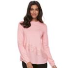 Women's Elle&trade; Asymmetrical Mixed-media Sweater, Size: Medium, Brt Pink
