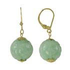 14k Gold Jade Ball Drop Earrings, Women's, Green