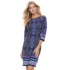 Women's Suite 7 Printed Shift Dress, Size: 12, Blue