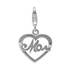 Personal Charm Sterling Silver Openwork Mom Heart Charm, Women's, Grey