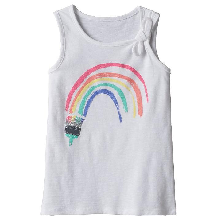 Girls 4-10 Jumping Beans&reg; Bow Glitter Graphic Tank Top, Girl's, Size: 8, White