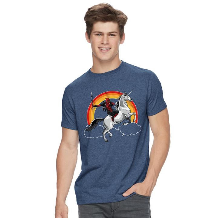 Men's Deadpool Rainbow Tee, Size: Small, Brt Blue