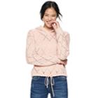 Juniors' Almost Famous Pointelle Sweater Hoodie, Teens, Size: Large, Purple