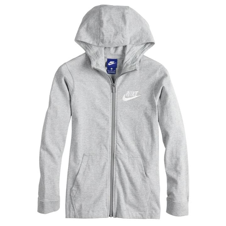 Boys 8-20 Nike Jersey Full-zip Hoodie, Size: Large, Grey
