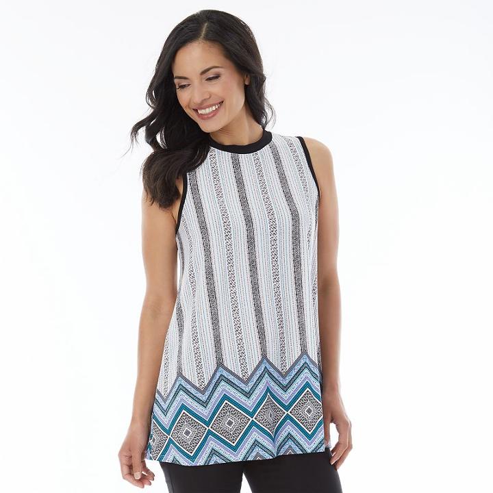 Women's Ab Studio Print Swing Tank, Size: Xlrg Av/rg, Blue Stripe Border