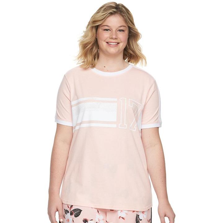 Juniors' Plus Size So&reg; Ringer Graphic Tee, Size: 1xl, Lt Orange
