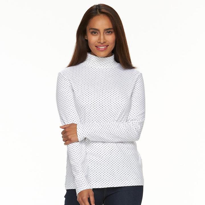 Women's Croft & Barrow&reg; Essential Mockneck Top, Size: Small, White
