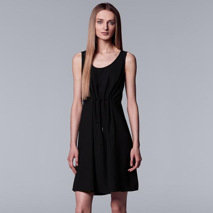 Women's Simply Vera Vera Wang Gathered-waist Shift Dress, Size: Small, Black