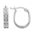 Diamond Mystique Platinum Over Silver Diamond Accent U-hoop Earrings, Women's, White